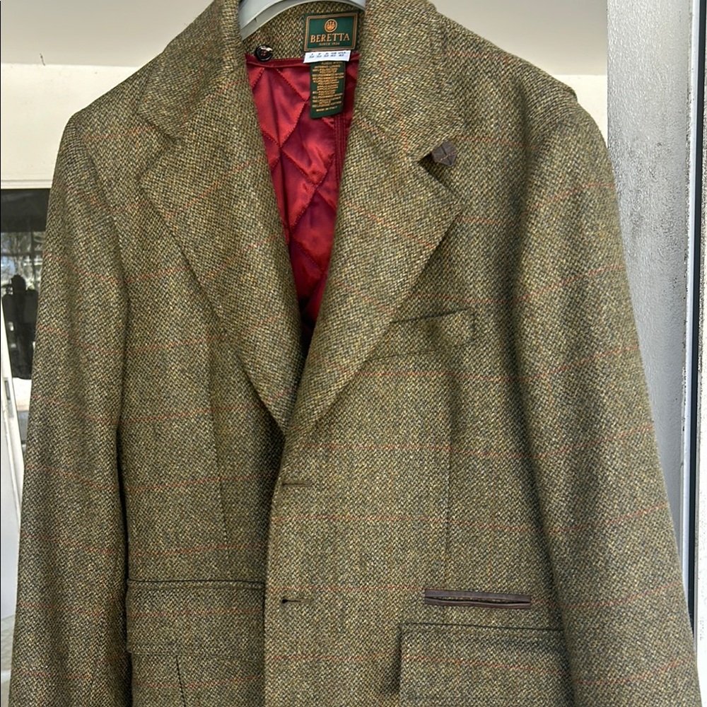 Beretta Brown Wool Blend Sport Coat with Red button in/out lining